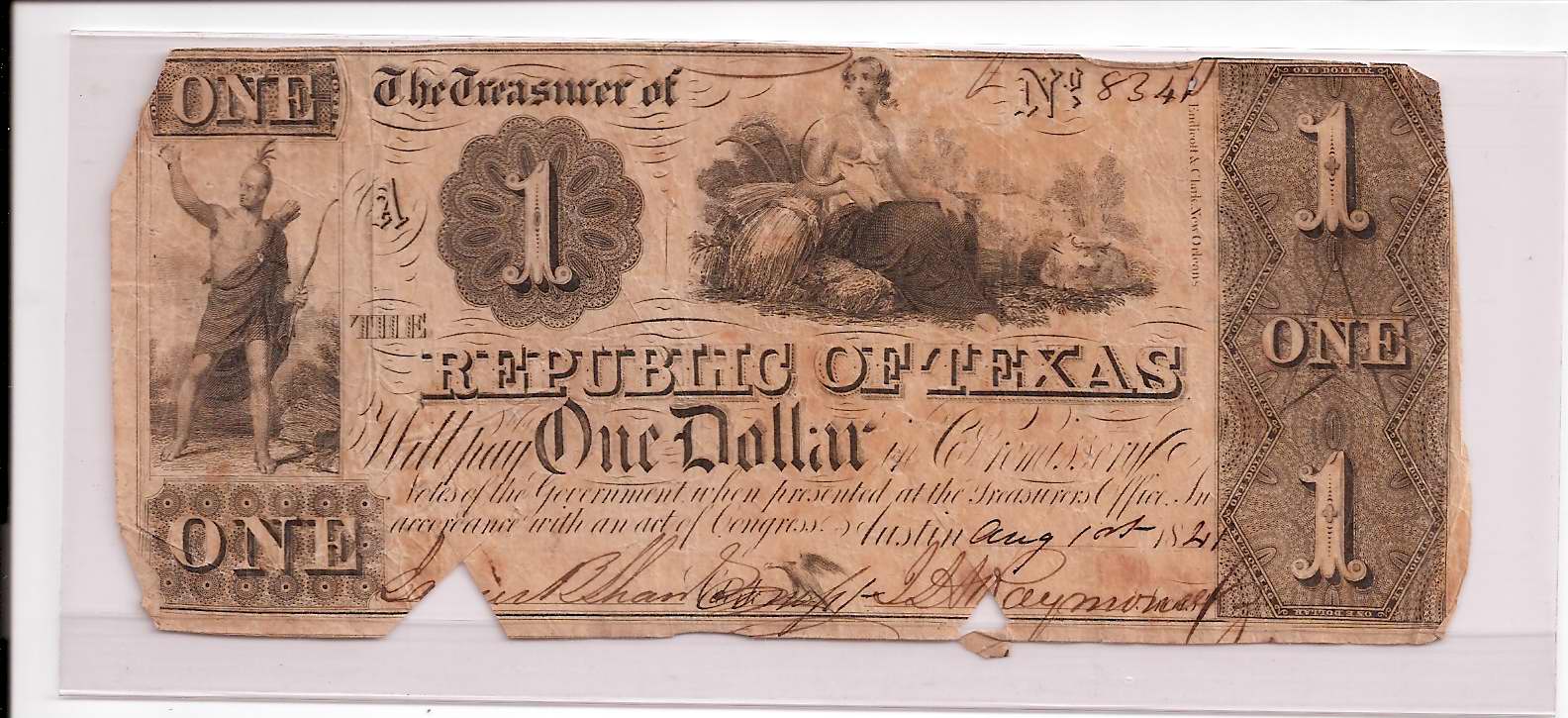 Object: Change Note (Republic of Texas $1.00 change note)