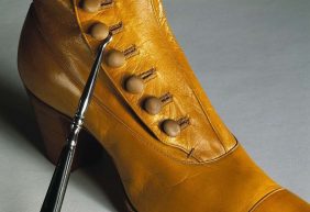 Women's boot from 1899 with boot clasp. Image by Birgit Brånvall, via Wikimedia Commons.