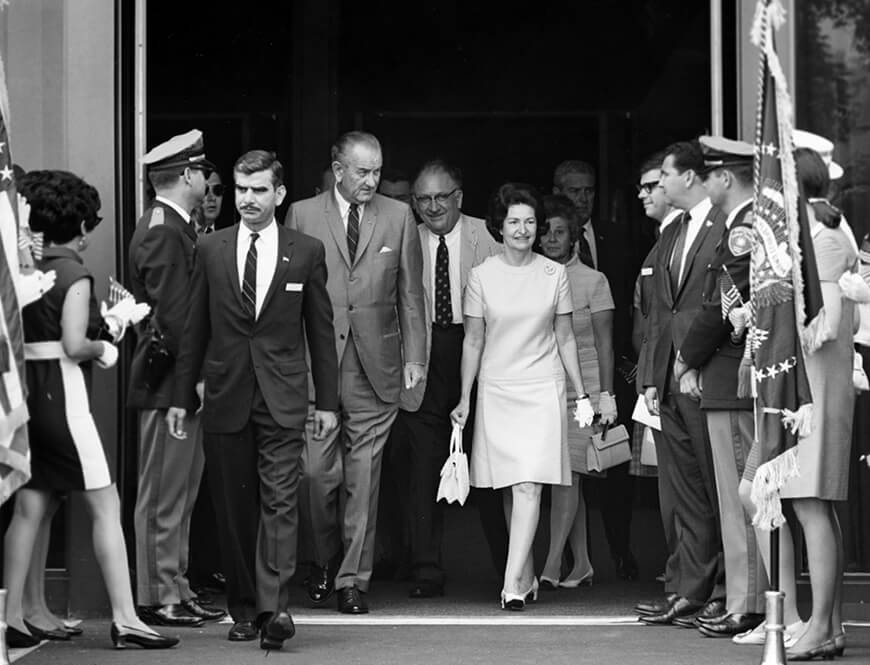 President Lyndon Johnson and Lady Bird Johnson visit HemisFair